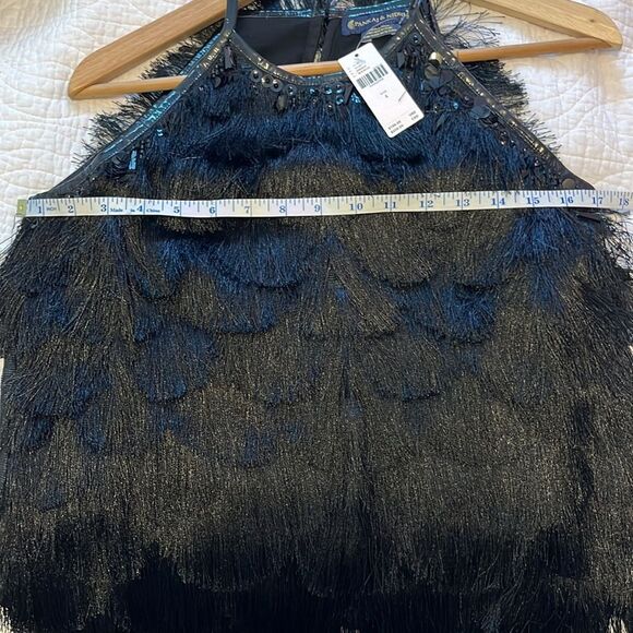 Anthropologie Pankaj & Nidhi Becca Fringe Halter Top Whimsigoth Black Sz 4 New - Picture 8 of 11